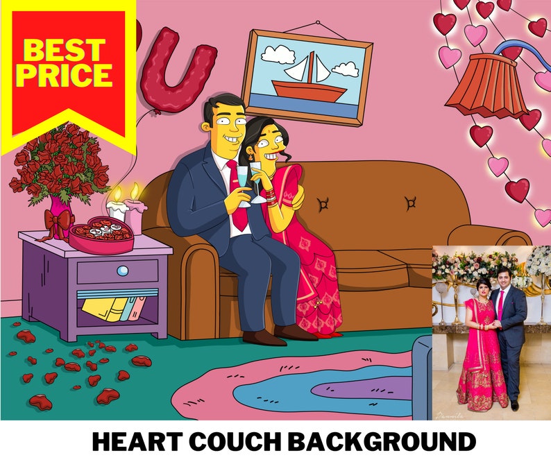 handmade gifts customized gift couple or family picture Valentines Day present Simpson Customized Portrait Simpson couch