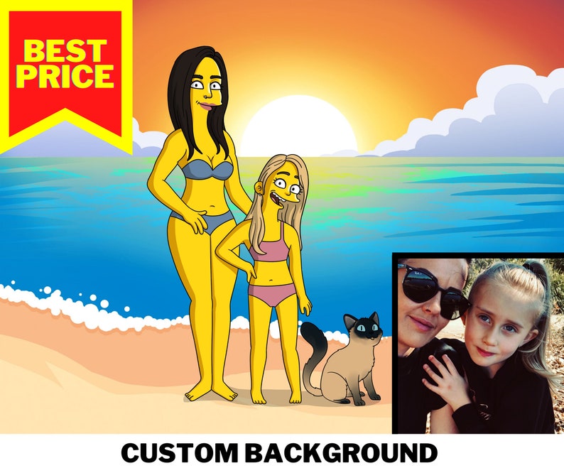 handmade gifts customized gift couple or family picture Valentines Day present Simpson Customized Portrait Simpson couch