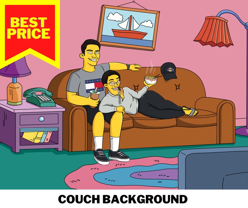 handmade gifts customized gift couple or family picture Valentines Day present Simpson Customized Portrait Simpson couch