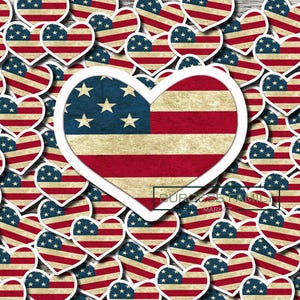American flag heart sticker, USA