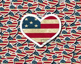 American flag heart sticker, USA
