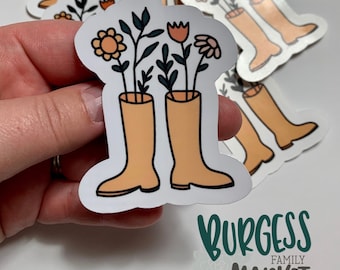 Stivali da pioggia con adesivo fiori