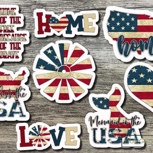 8 Patriotic USA sticker, bundle