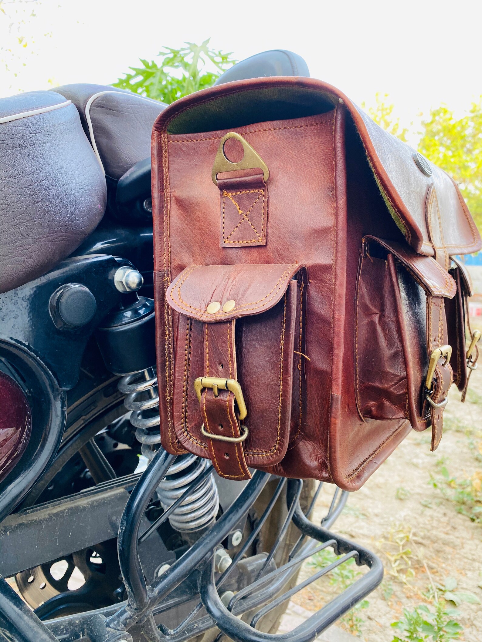 Leather pannier bag for bike Convertible bag Saddle pannier Etsy