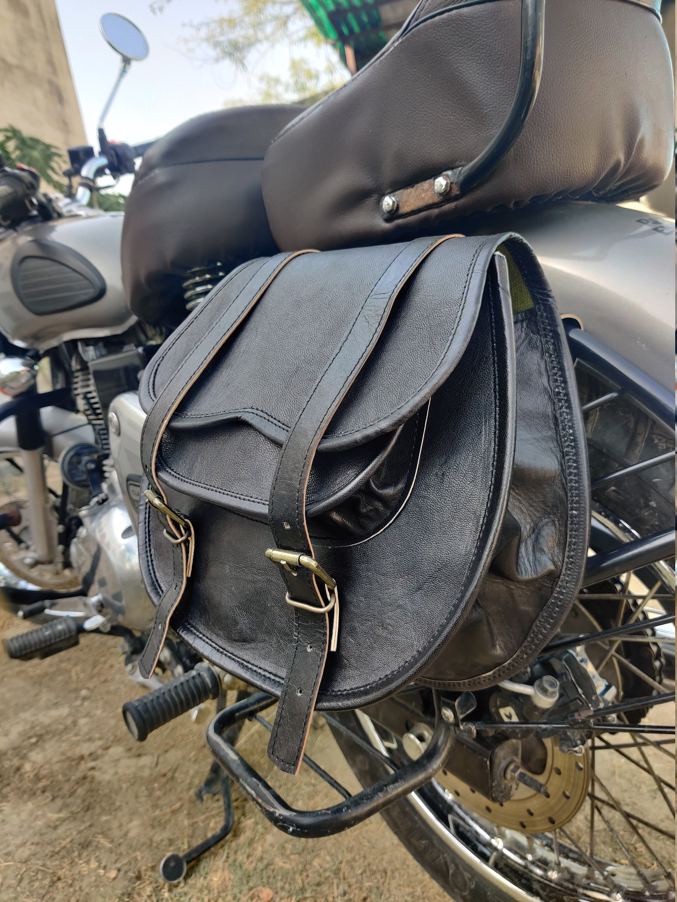 Leather motorcycle bags saddle bag leather bike bag set of 2 | Etsy