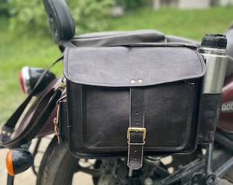 Black leather motorcycle bag Premium quality leather bike bag Handmade leather laptop bag handcrafted classic birthday gift