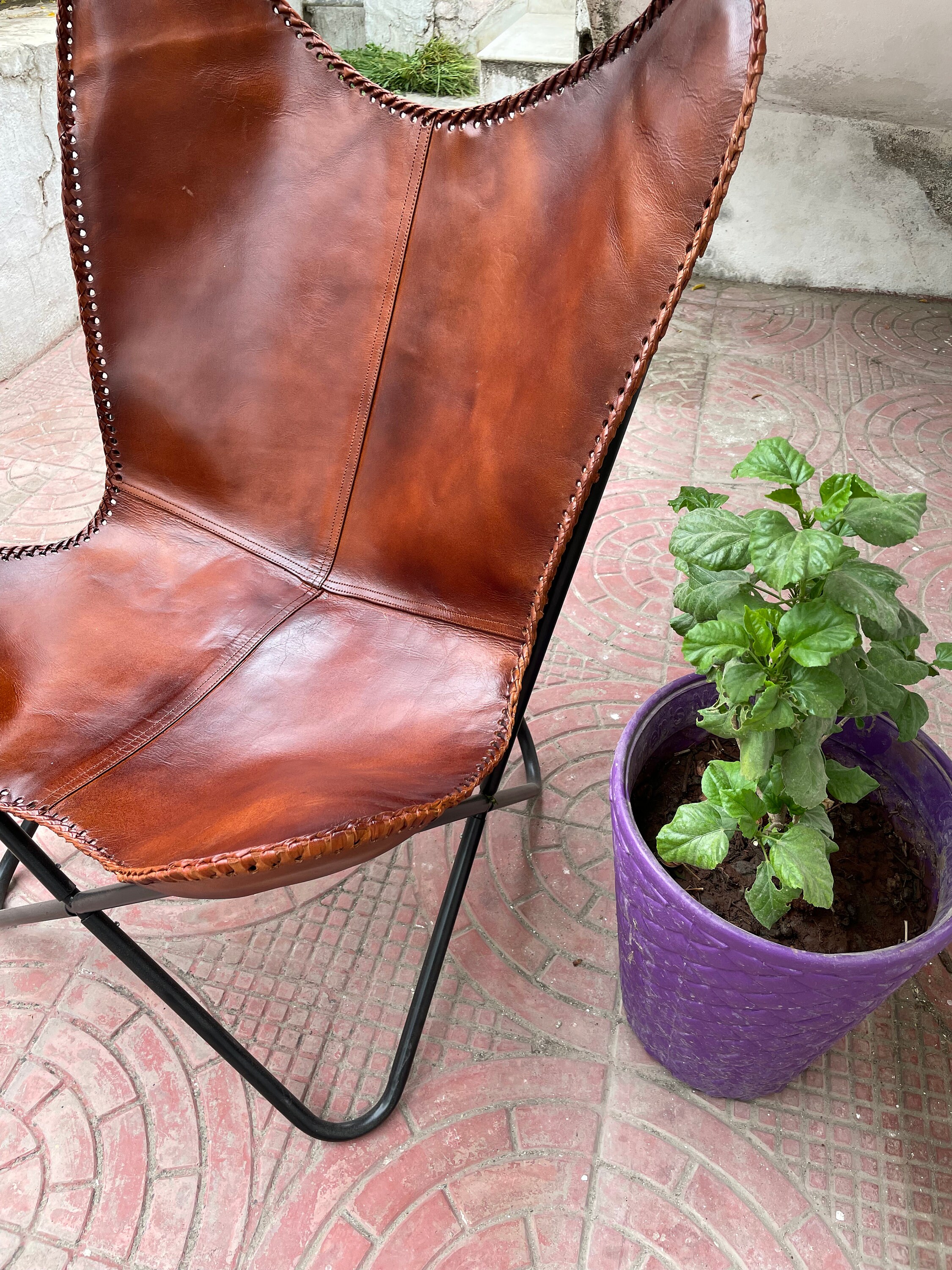 Handmade Original Leather Butterfly Chairs Foldable Lounge Etsy
