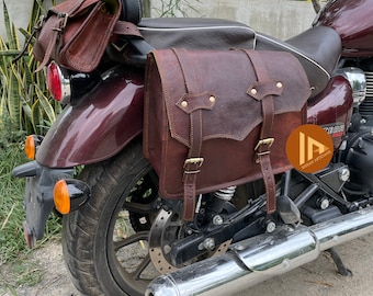 Handcrafted Leather Motorcycle Bags - Saddle Side Pouch, Pannier, and Bicycle Bag. Personalized Gift for Him with a Stylish Touch!