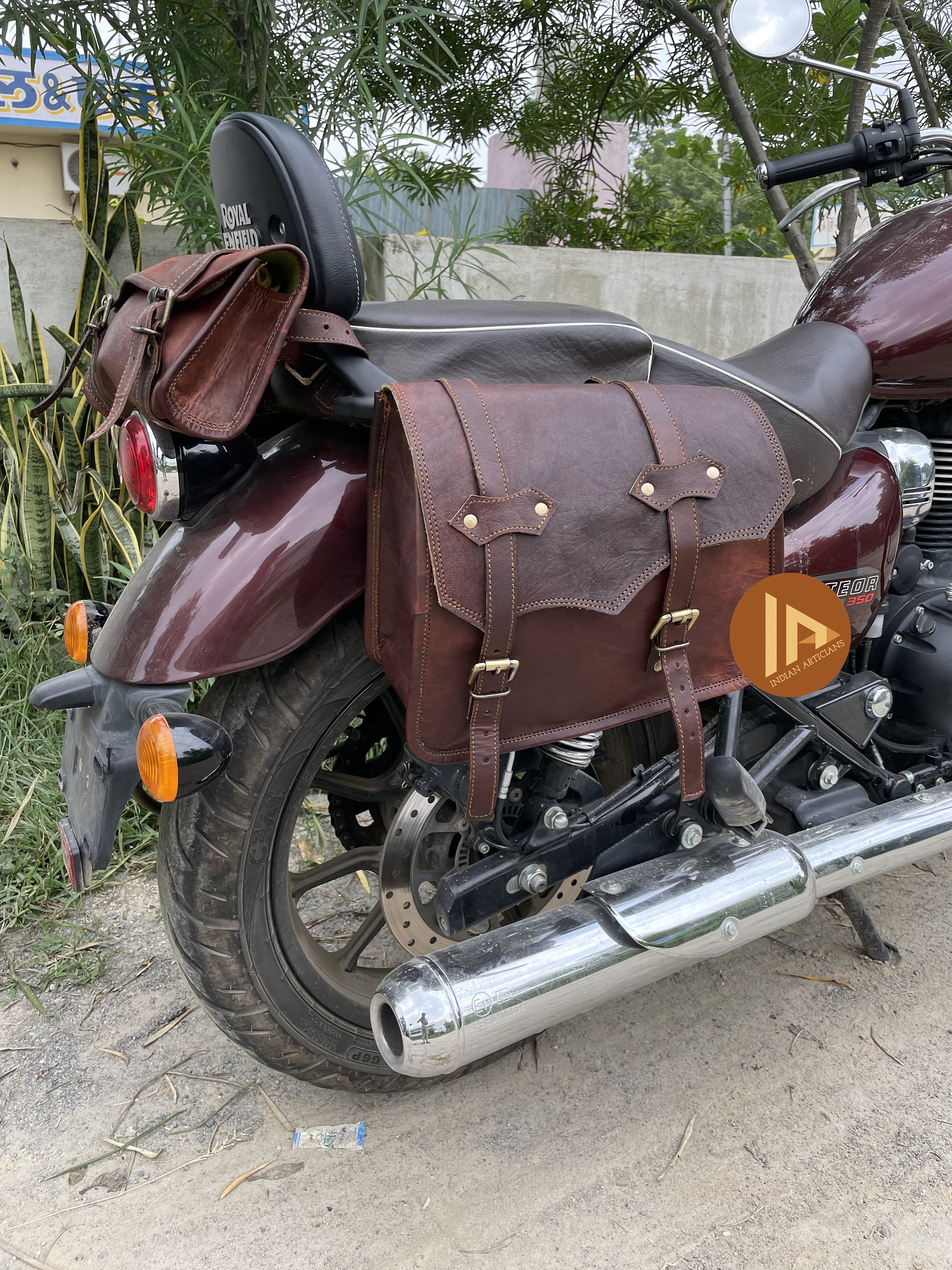 Genuine Leather Tool Roll Bag with Indian Logo for Indian Chief Motorcycle, Men's, Size: One Size