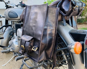 Borsa da sella per moto in pelle, borse da sella vintage Set di 3, borsa da bici in pelle di alta qualità da uomo, regalo perfetto per gli amanti della bicicletta