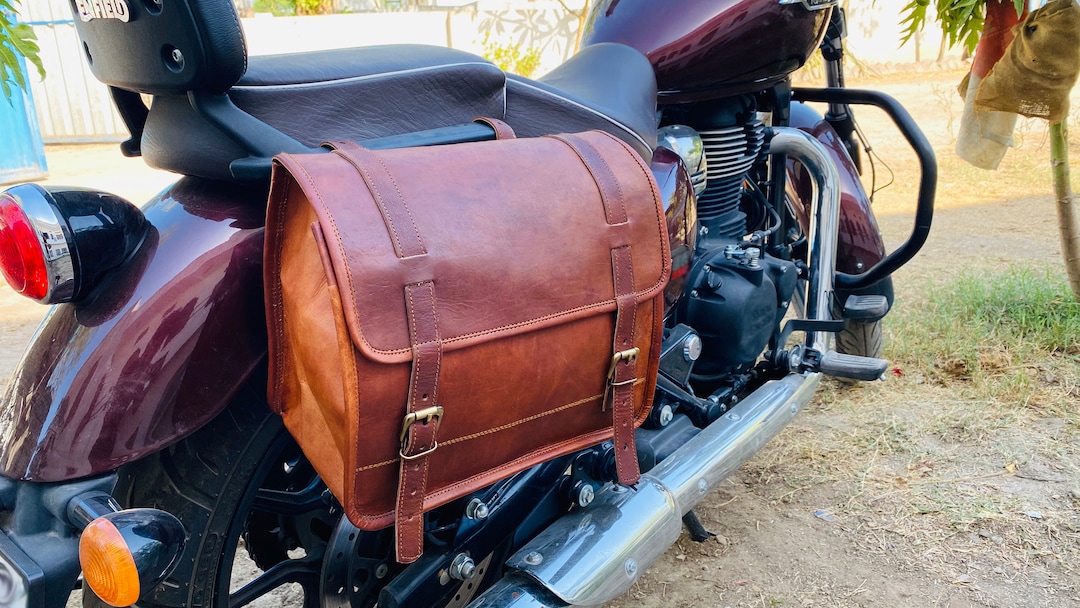 Cafe Racer Bike Bag Motorcycle Bags Leather Bike Bag Saddle Pannier Bag ...