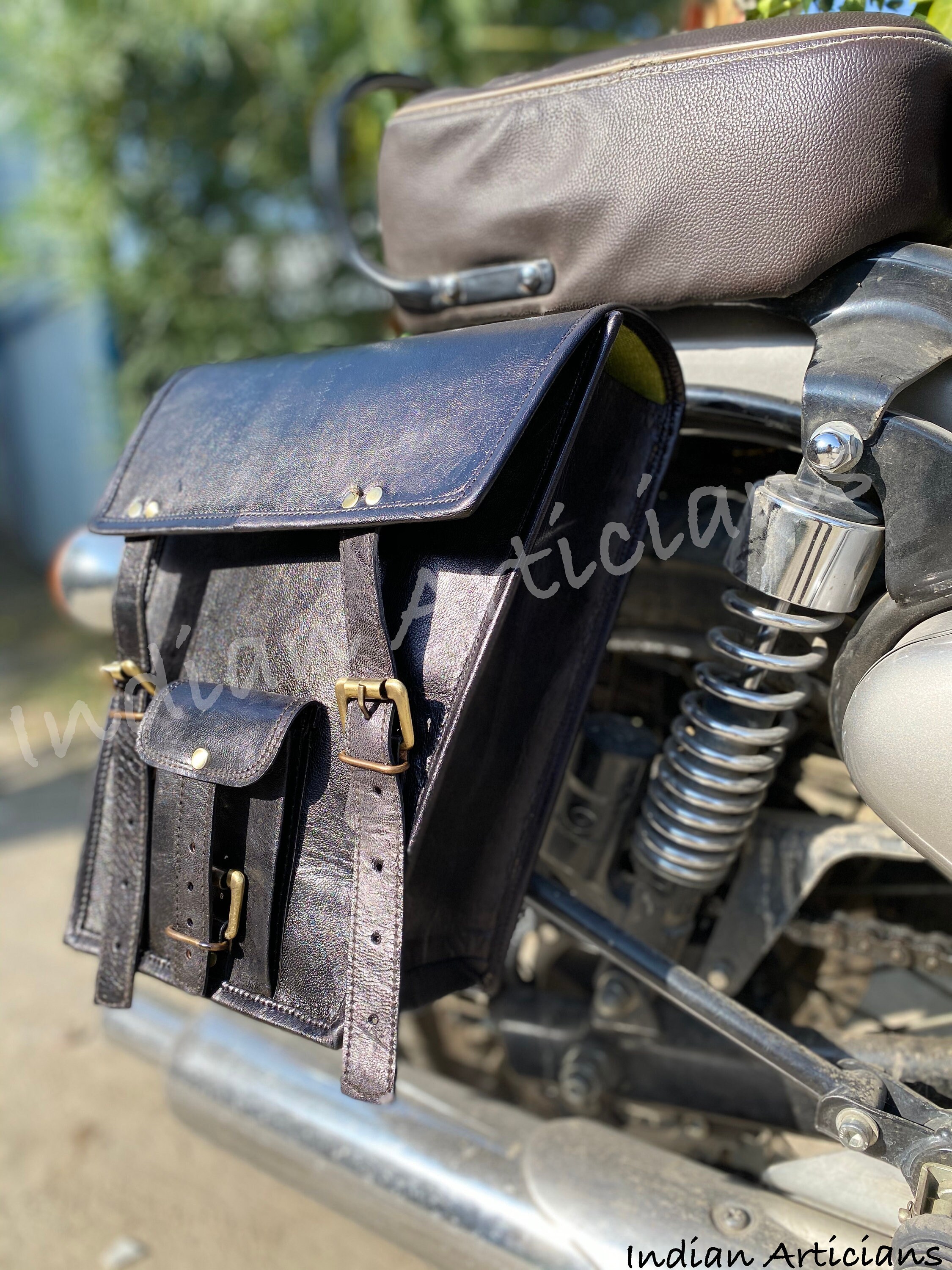 Motorcycle Leather Bag Handmade Leather Bike Bag Saddle Panniers Bag