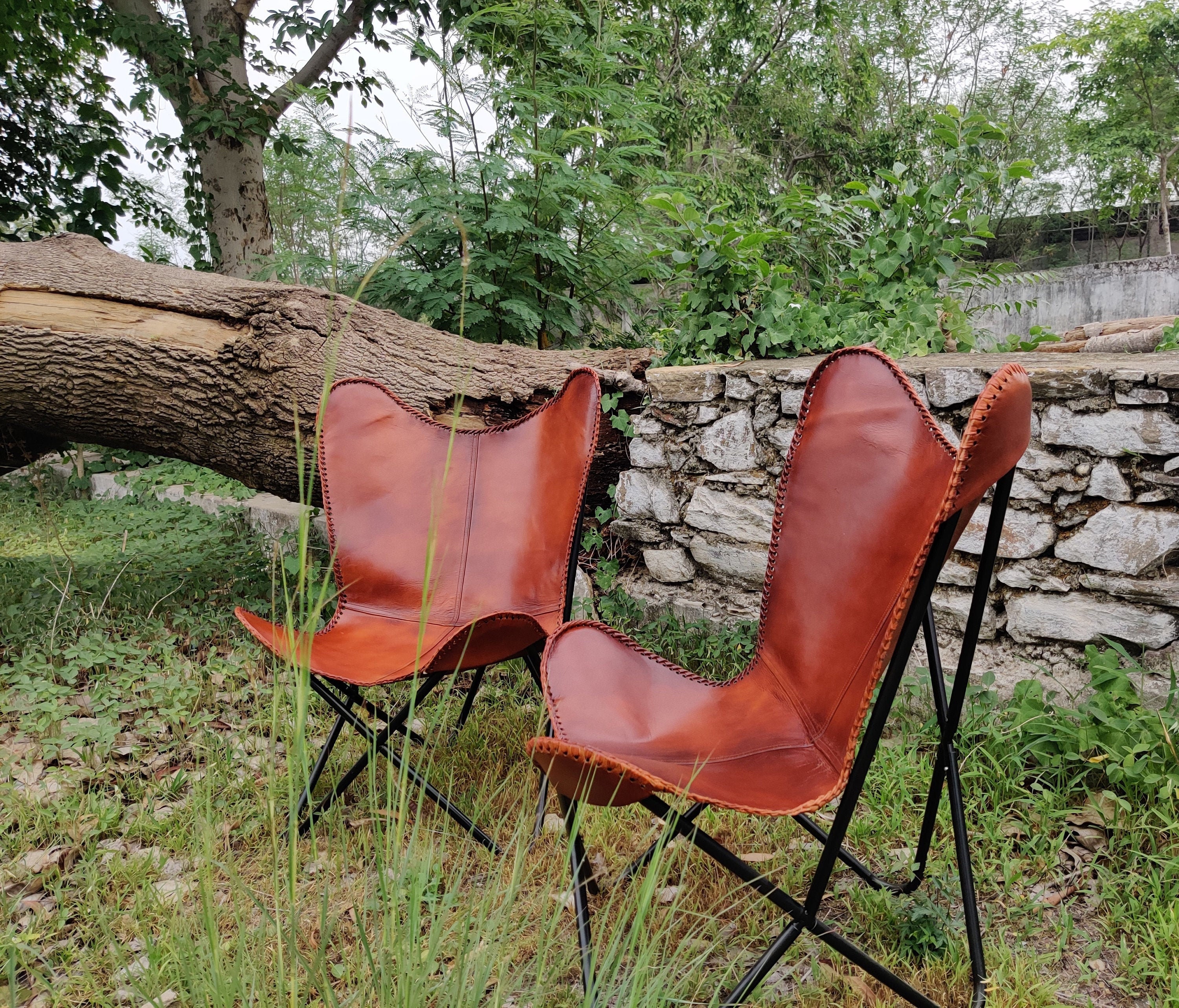 lot de 2 chaises papillon chaise d'appoint en cuir fauteuil lounge meubles d'extérieur et terrasse cadeaux pendaison crémaillère