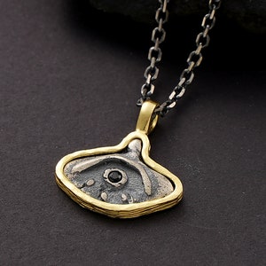 14k Gold Evil Eye Necklace for Women, Black Evil Eye Pendant, Protection Pendant Necklace, Protection Amulet Talisman Gift, Good Luck Charm