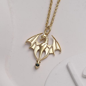 Gold Dragon Necklace Men Women Pendant, 925 Sterling Silver Smaug Protection of Mountain Charm, Mythical Guardian Jewelry, Gothic Necklace