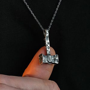 Sterling Silver Thor Hammer Necklace, Mjolnir Pendant, Viking Necklace, Handmade Blacksmith Forge Thors Hammer, Norse Mythology Gift