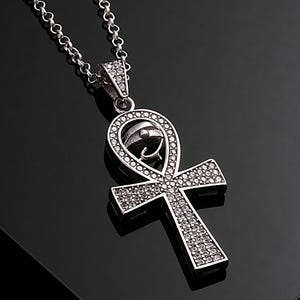 Mini Ankh Necklace Stone • Sterling Silver Egyptian Cross Necklace • Ankh Pendant • Ancient Egyptian Necklace • Silver Ankh Cross Necklace