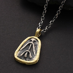 925 Sterling Silver Prehistoric Necklace, Human Drawing, Pendant for Women, Gothic Pendants, Stone Age Cave Art, Goth Jewelry, Gift for Her