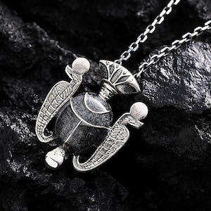 Egyptian Scarab Necklace, Protection, Rebirth, Luck, Scarab God Khepri Necklace, 925 Sterling Silver Egypt Mythology Pendant, Beetle Pendant