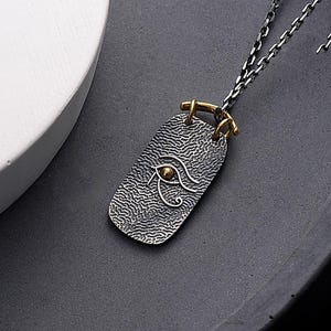 Eye of Ra Necklace, 925 Sterling Silver Eye of Horus Symbol Chain Pendant, Spiritual Jewelry, Egypt God Evil Eye Necklace Gift for Him