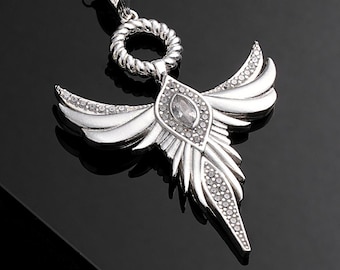 Sterling Silver Guardian Angel Necklace, Sword Pendant, Religious Gift, Angelic Jewelry, Seraph Charm, Catholic Gifts, Baptism Gift