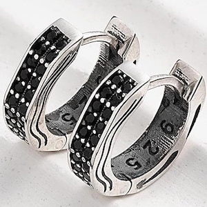 Sterling Silver Pair Of Men&#39;s Earrings • Hoop Earrings for Men • Mens Huggie Earrings • Tiny Earrings • Everyday Silver Jewelry Gift • 1.3mm