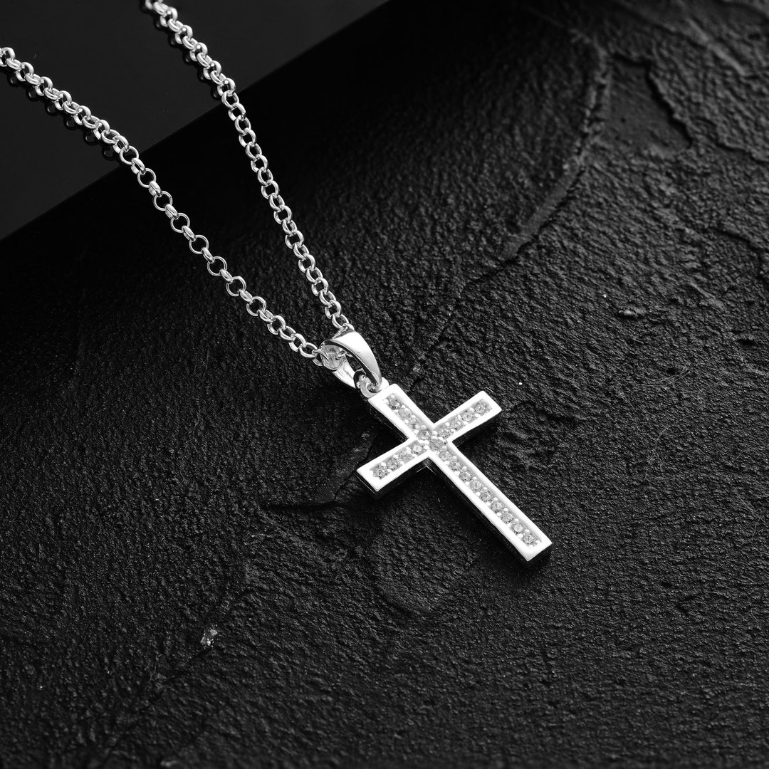 925 Sterling Silver Cross Necklace Christian Pendant Baptism ...