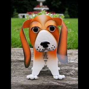 Metall Bettwäsche Beagle Hund Home Garden Blumen Übertopf Übertopf Halter