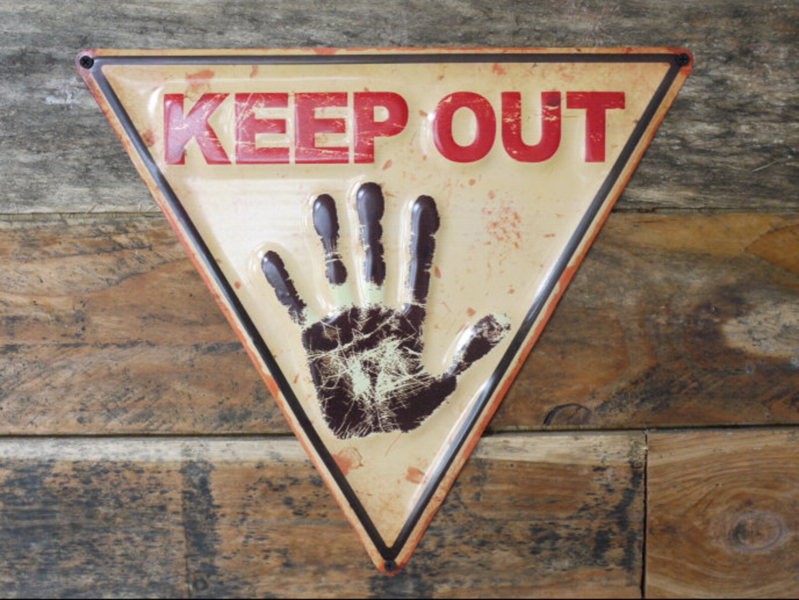 Large Keep Out Metal Sign Triangle - Etsy