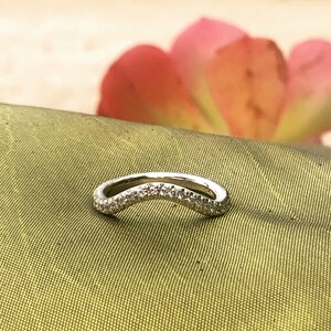 Crown Ring, 14k Solid Gold Curved Ring, Wave Ring, Stacking Ring, Diamond Band, Wedding Band, Anniversary Band, Gifts for Her