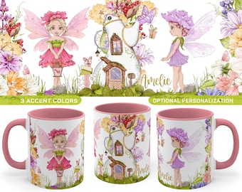 Fairy Mug #6 - Optional Personalization, Lovely Fairy Mug for little Fairy Girls, Fairy Tale Mug, Gift Mug for Girls, Cute Kid's Mug