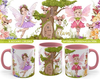 Fairy Mug #1 - Optional Personalization, Lovely Fairy Mug for little Fairy Girls, Fairy Tale Mug, Gift Mug for Girls, Cute Kid's Mug