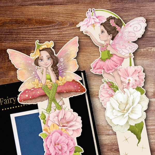 Fairy Bookmarks #9-10 | Download Print and Cut Set à 2 Bookmarks, Gift for Book Lovers, Fairy Tale Reader Girls, Cute Kids Bookmark, Cricut