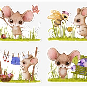 Mouse Tales #3 – Autocollants | Set à 4 Motifs | Décorez avec Little Stories | Belles illustrations de souris | Laissez votre imagination s’envoler