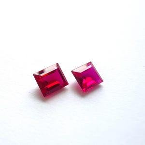 Set of 2 hand-cut rectangular Verneuil rubies