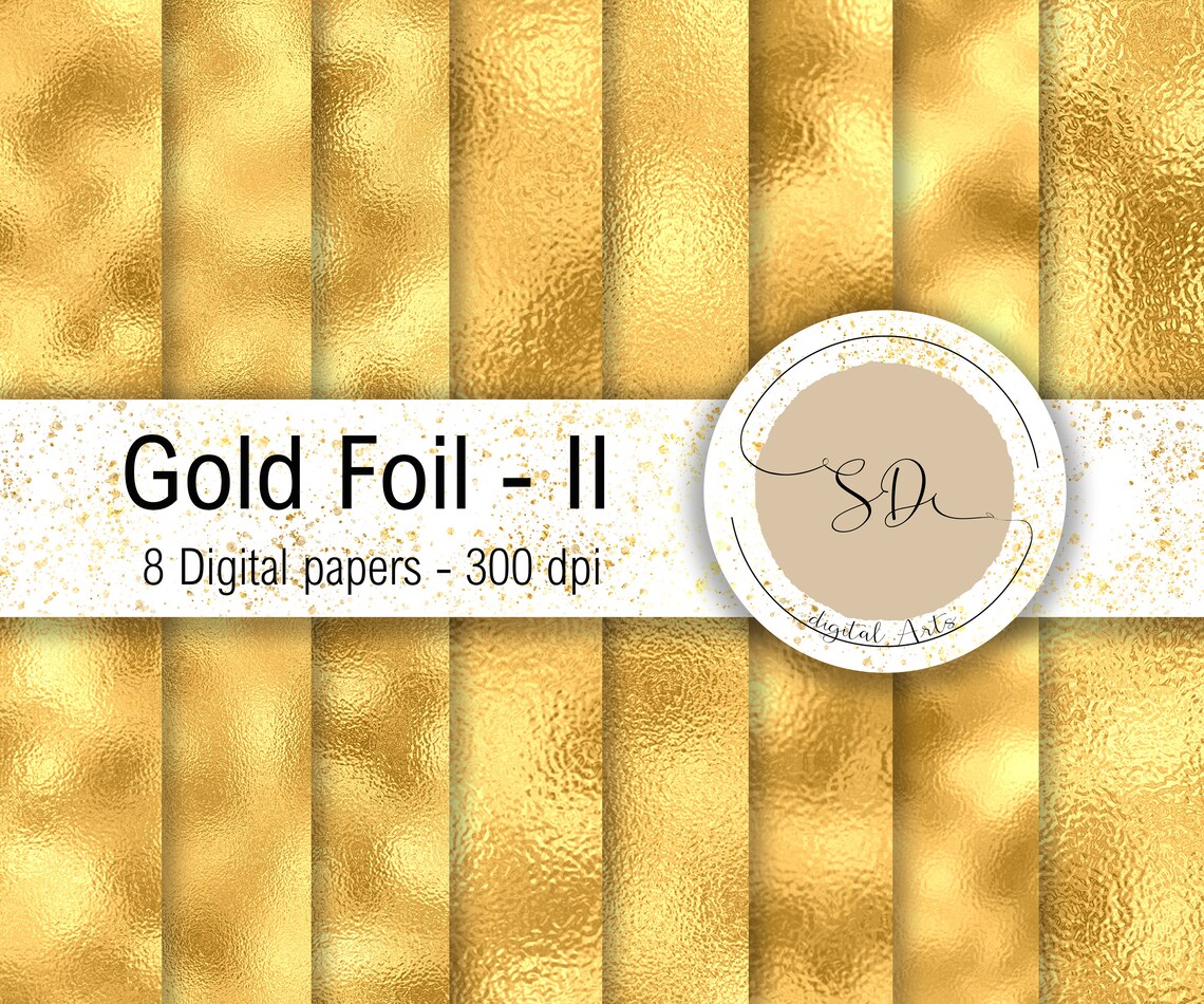 Gold Foil Digital Paper / Digital Paper Pack / Foil Digital Etsy