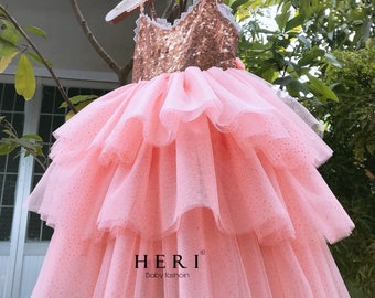 Personalized Baby Dress Tulle Baby Dress Cute Baby Girls Clothes 1st Birthday Gift DUSTY ROSE TULLE Dress Girls Princess Outfit