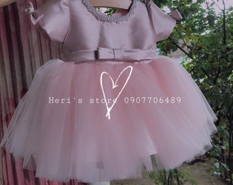 Personalized Baby Dress Tulle Baby Dress Cute Baby Girls Clothes 1st Birthday Gift DUSTY ROSE TULLE Dress Girls Princess Outfit