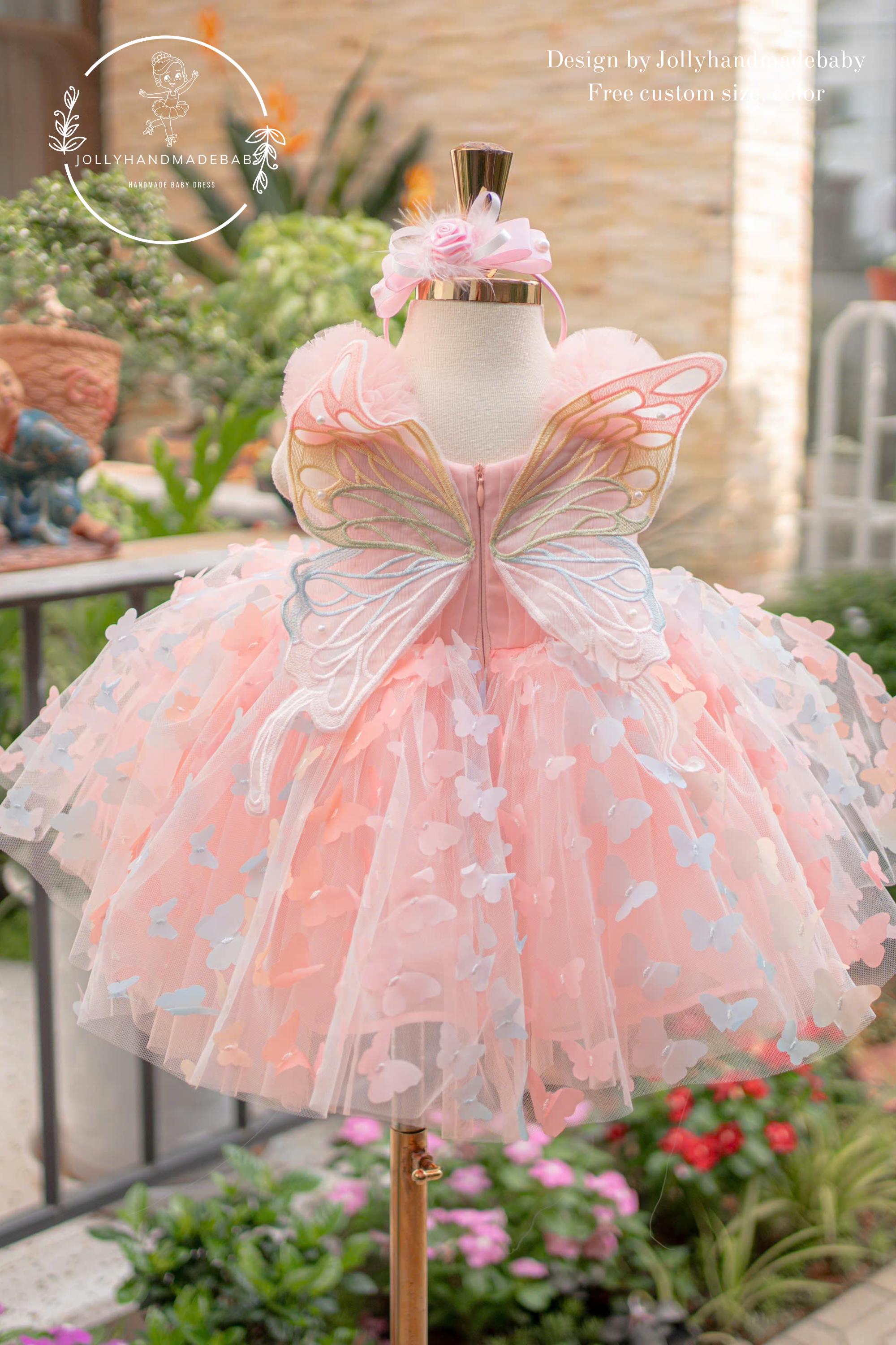butterfly jersey tutu dress Pink Butterfly Tutu Dress for Baby Girl, Flower Girl Dress, 3D Butterfly  Party Dress, Toddler Birthday Dress, Princess Tulle Dress