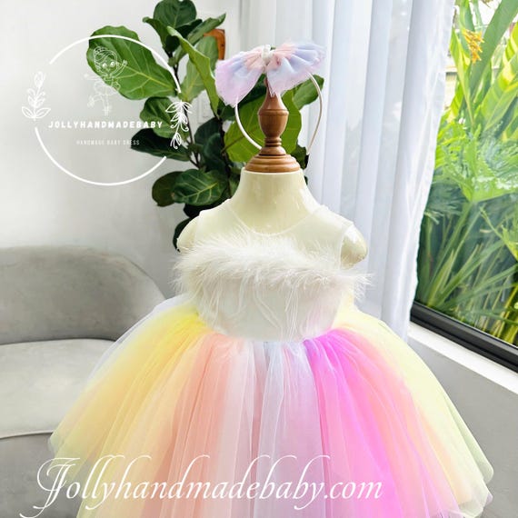 Pastel rainbow dress baby outlet