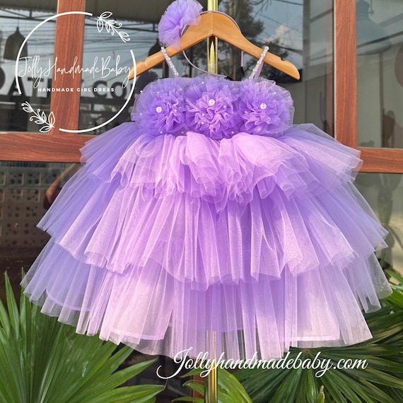 LAVENDER BABY DRESS Girls Flower Fluffy Dress With Bow Infant Girl Dresses Girl Birthday Outfit New Born Gift Birthday Wear Dress Etsy Canada