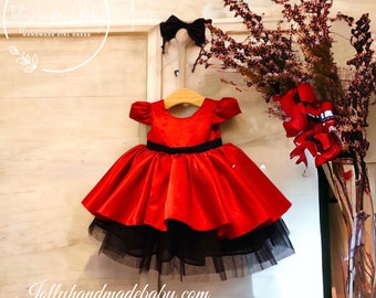 Vestido de niña de flores rojas vestido de tul / vestido de cumpleañera vestido de tul rojo vestido alto bajo vestido de tul rojo vestido de cumpleañera con volantes