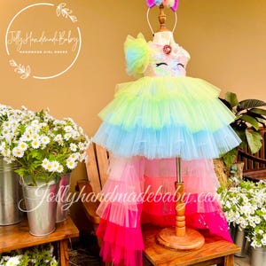 Handmade Rainbow Tulle Dress: Baby Girl Party Costume