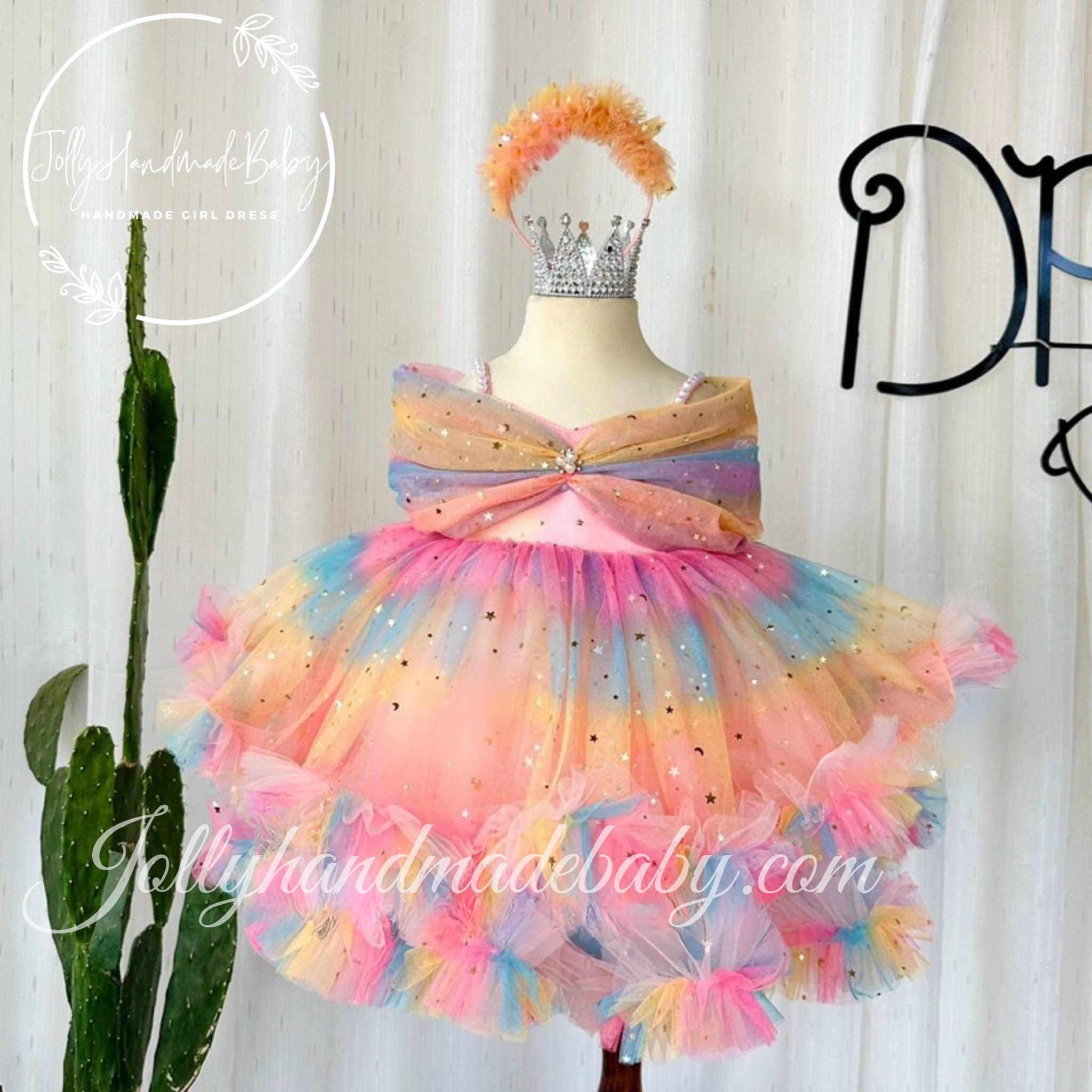 Græsse Jo da studieafgift Rainbow Girl Tulle Dress Baby Girl Birthday Dress Cute Girl - Etsy Denmark