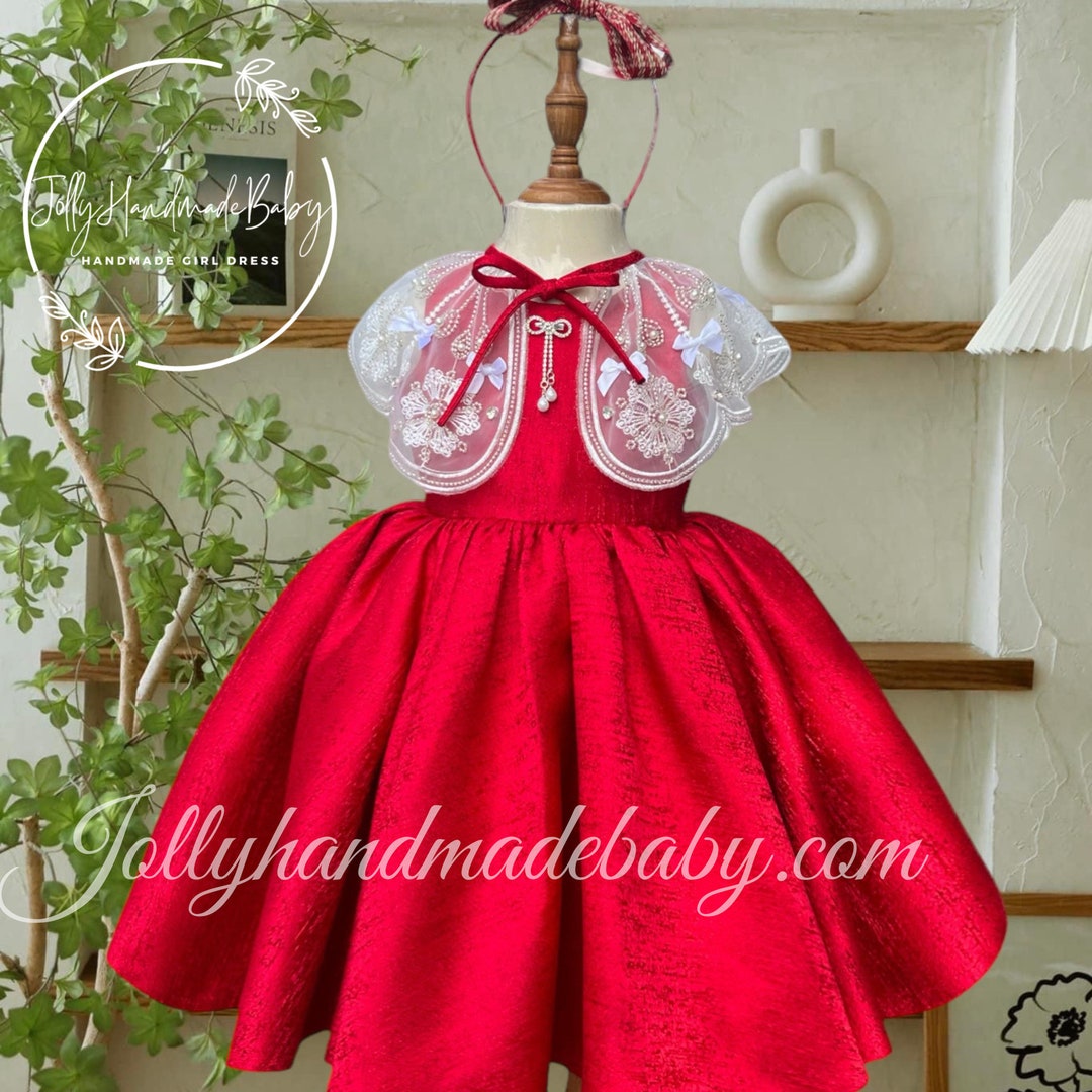 Red Satin Baby Girl Dress, Birthday Girl Gift, Baby Girl Outfits. - Etsy