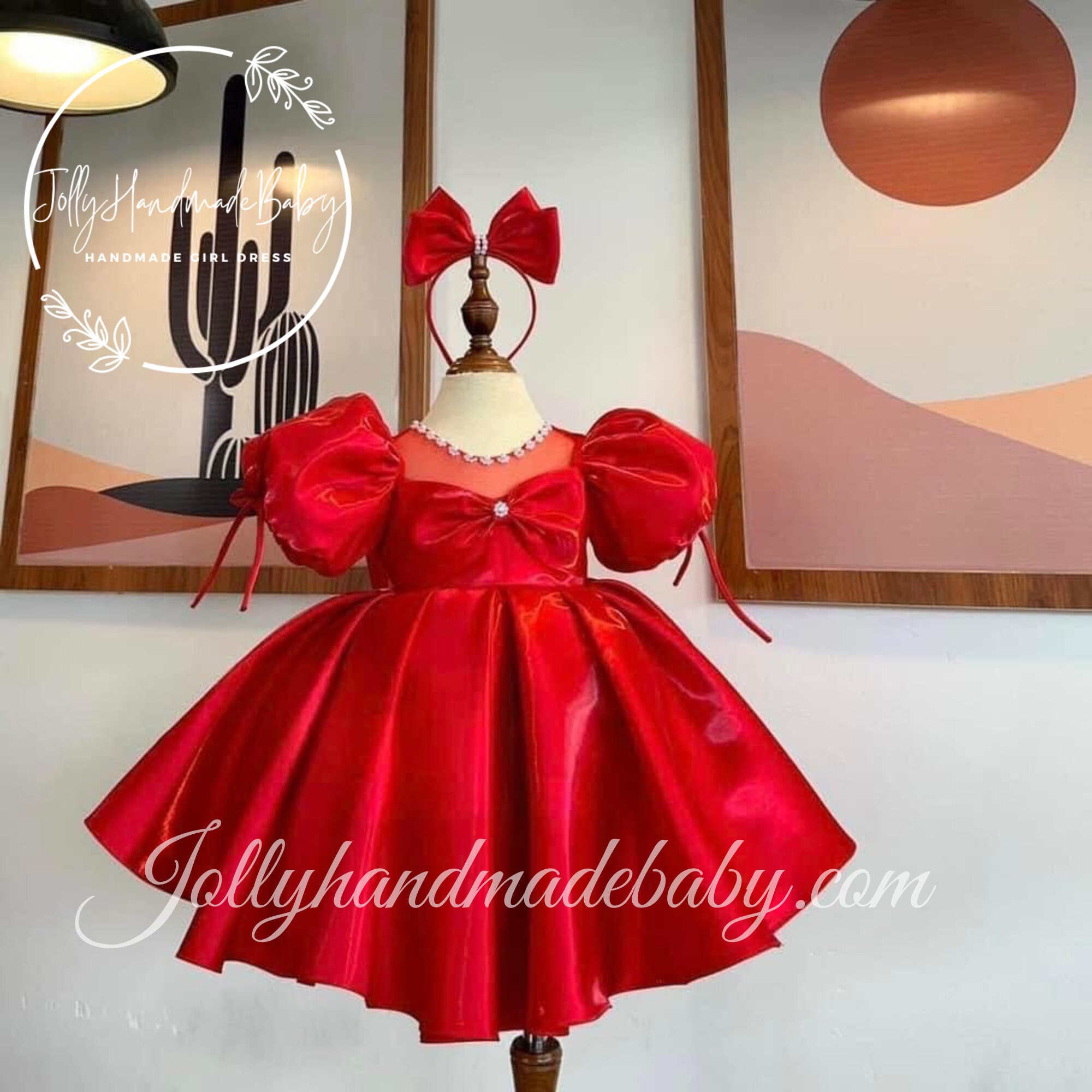 Girls red deals satin dress