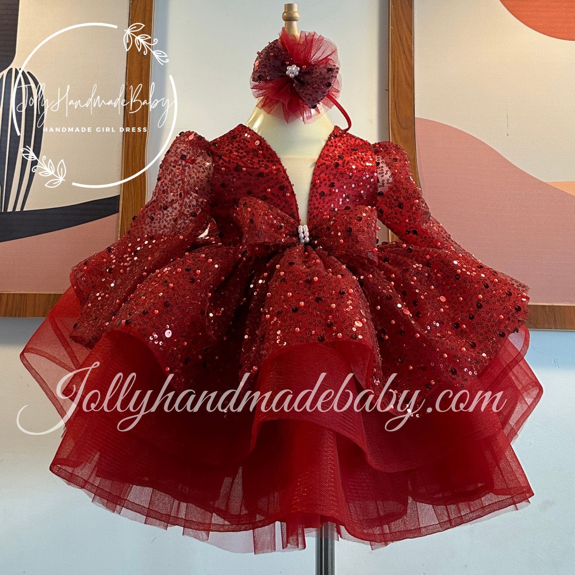 Girls red christmas best sale dress