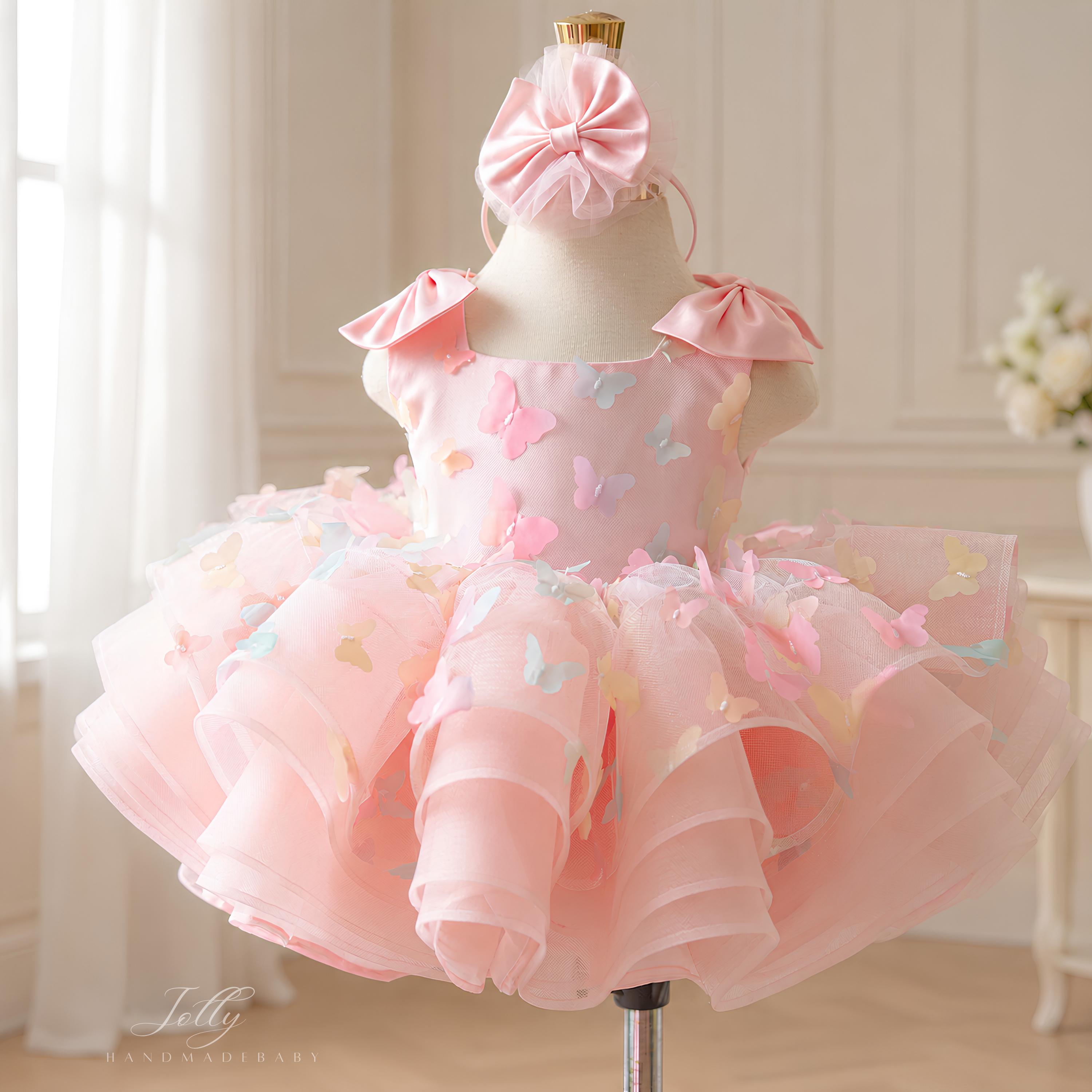 handmade birthday dresses shop united states JollyHandmadeBaby LONGWEEKENDSALE Knot' your Average Tessa Size:7-8y