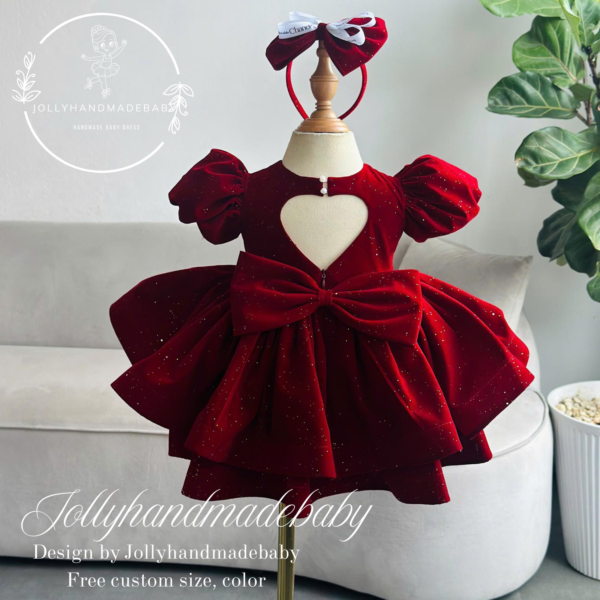 red velvet newborn dress Sweetheart Sparkle Velvet Dress