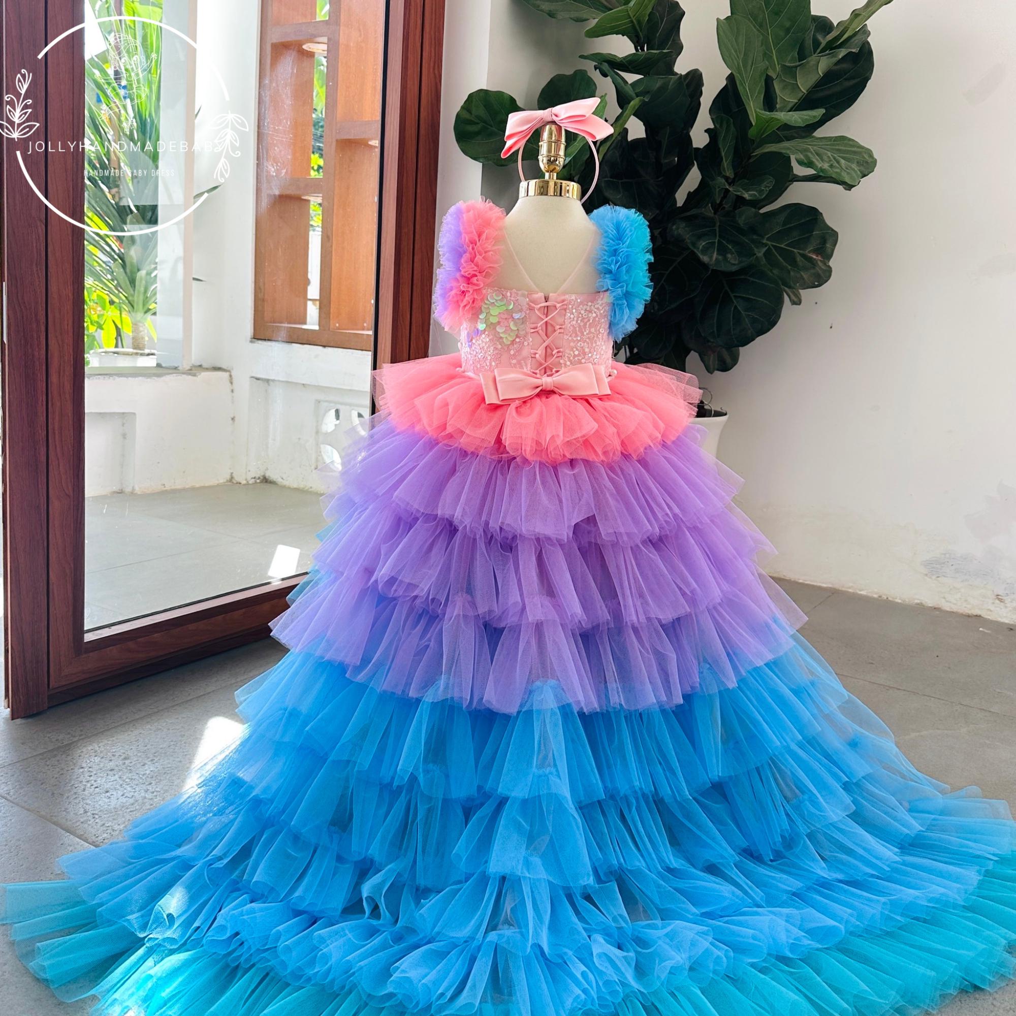 cute rainbow dress Sweet Society Pastel Rainbow Organza Tiered Dress